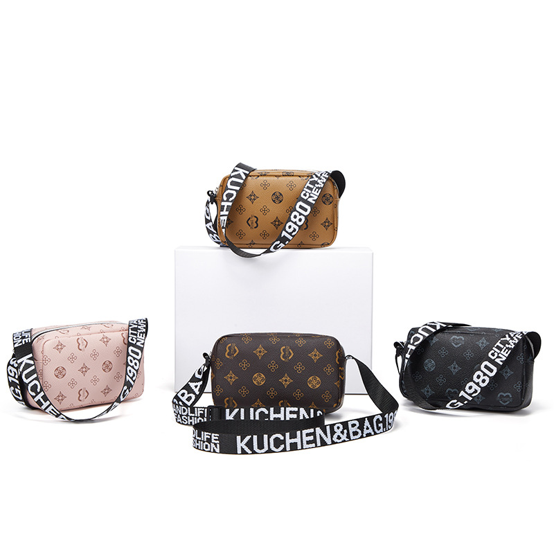 MZ Korean Style Color Block Letter Print Small Square Crossbody Phone Bag for Women - Image 2