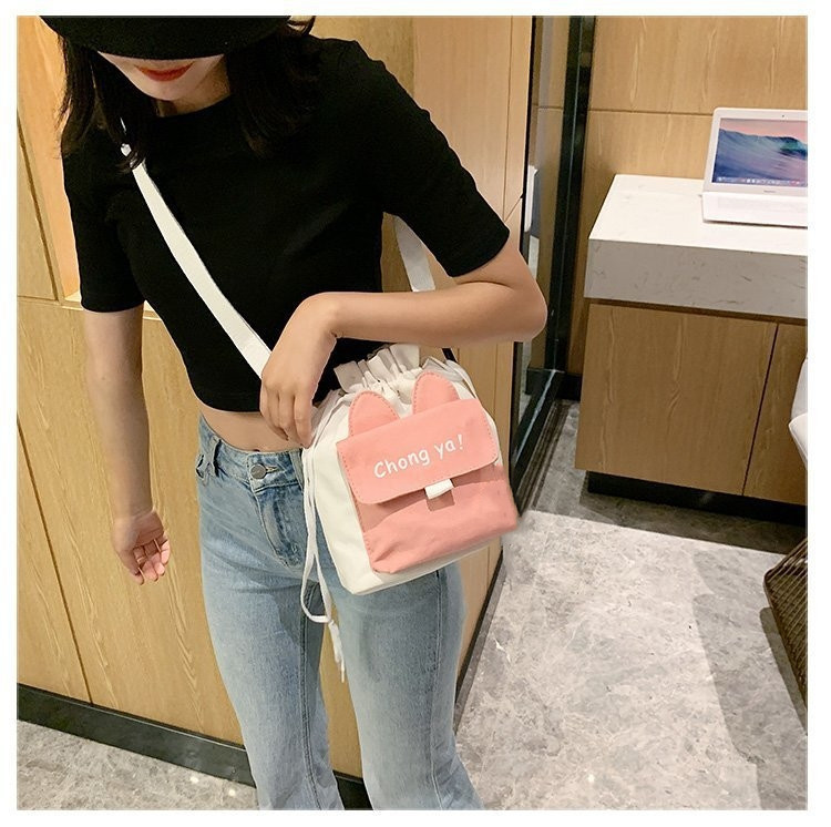 Canvas Small Crossbody Bag Women 2022 New Ins Japanese Style Cute Student Literary Shoulder Phone Bag - Image 2