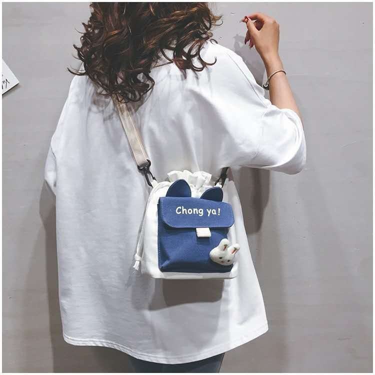 Canvas Small Crossbody Bag Women 2022 New Ins Japanese Style Cute Student Literary Shoulder Phone Bag - Image 4