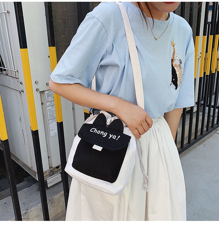Canvas Small Crossbody Bag Women 2022 New Ins Japanese Style Cute Student Literary Shoulder Phone Bag - Image 5