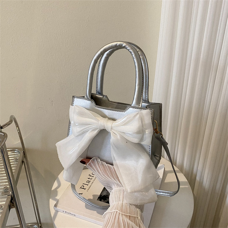 Cute Bow Top Handle Mini Bag Women 2022 New Versatile Crossbody - Image 3