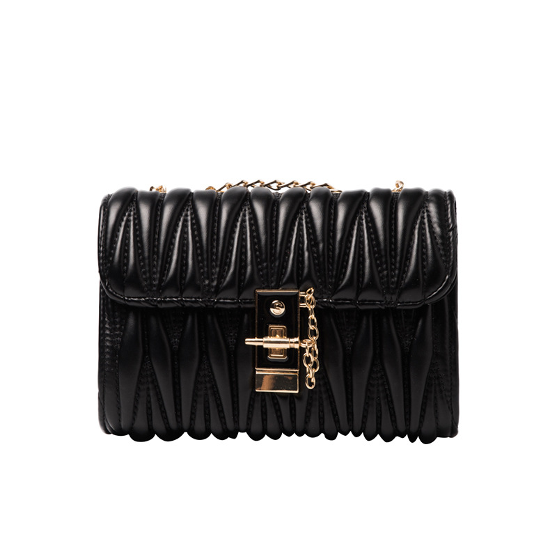 MZ Women's Casual Pleated Crossbody Chain Small Square Bag - Image 5