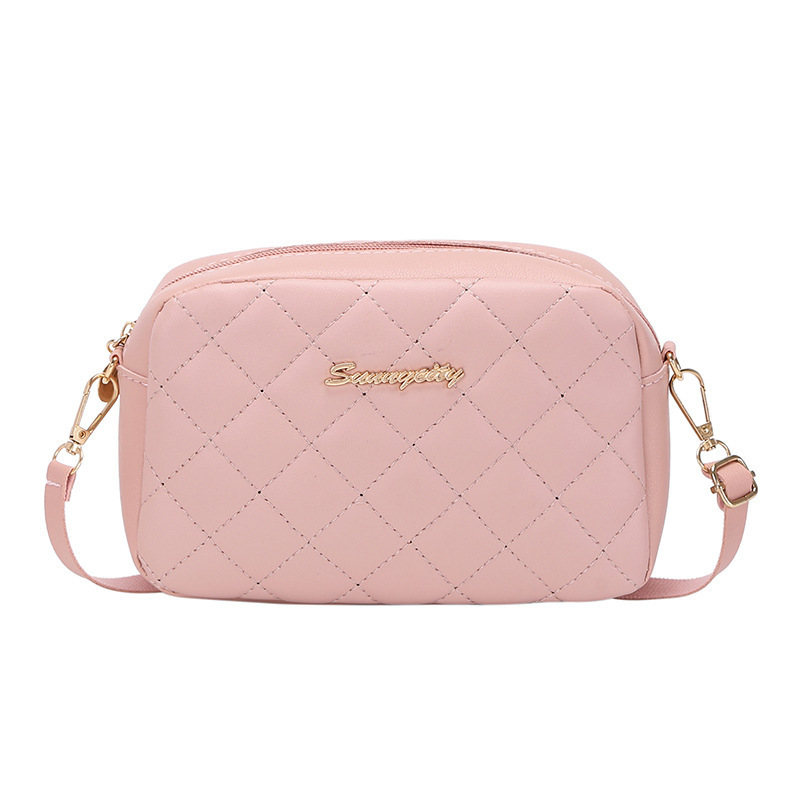 MZ Women's Diamond Quilted Camera Crossbody Bag PU Korean Style - Image 5