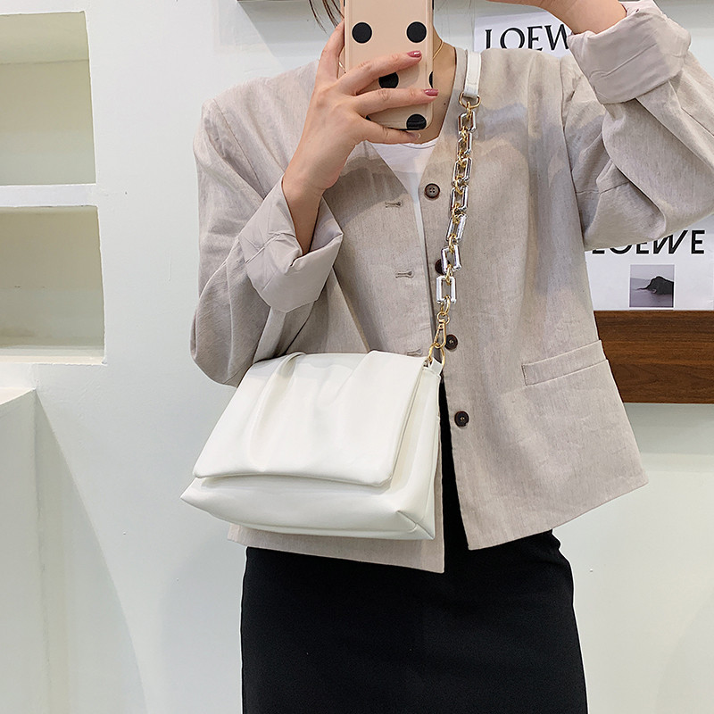 MZ Women's Pleated Shoulder Bag 2022 New Fashion Casual Solid Color Retro Crossbody Small Bag - Image 2