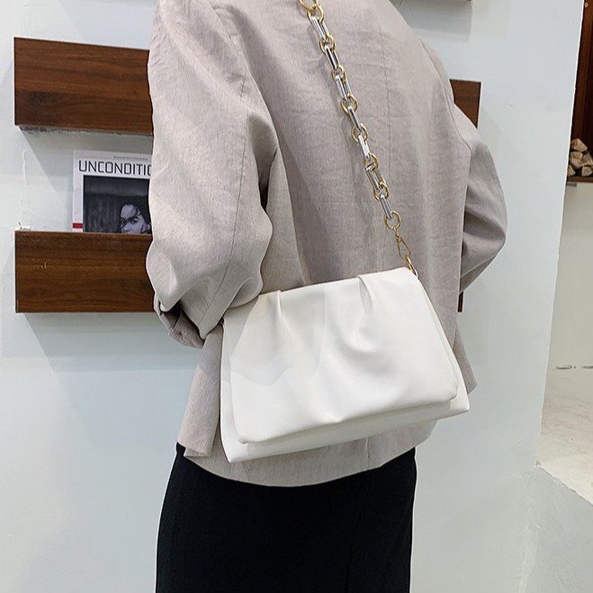 MZ Women's Pleated Shoulder Bag 2022 New Fashion Casual Solid Color Retro Crossbody Small Bag - Image 3