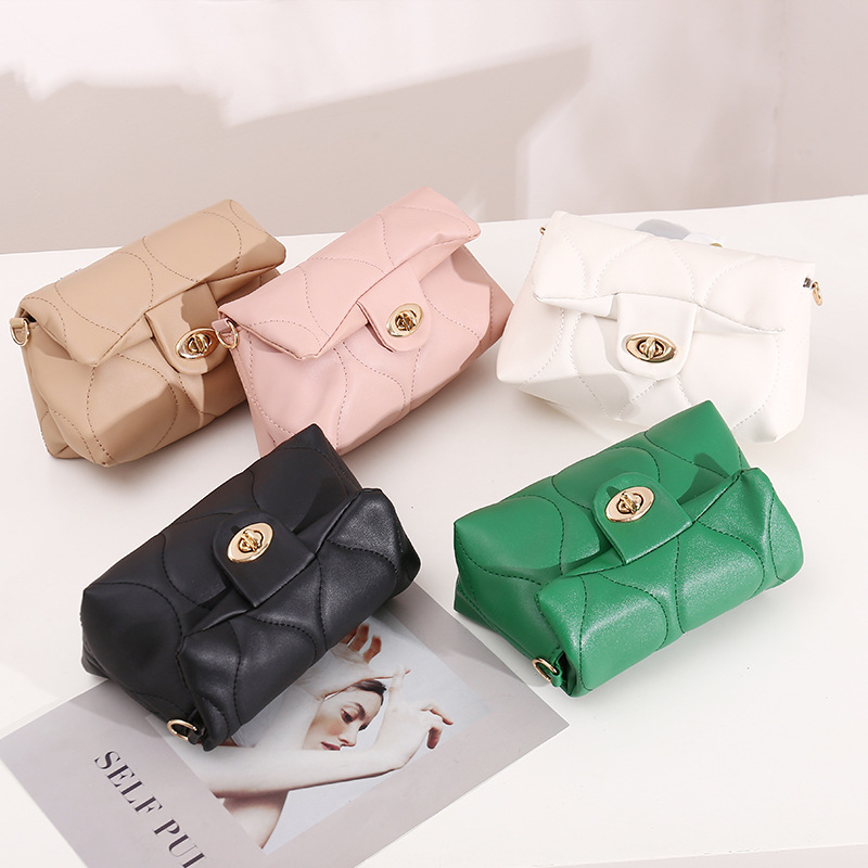 Korean Style Mini Square Bag Embroidered Chain Crossbody Handbag for Women