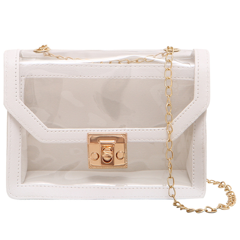 Transparent Small Square Bag 2022 Southeast Asia New PVC Crossbody Bag Diamond Chain Shoulder Bag Ladies Bag - Image 5