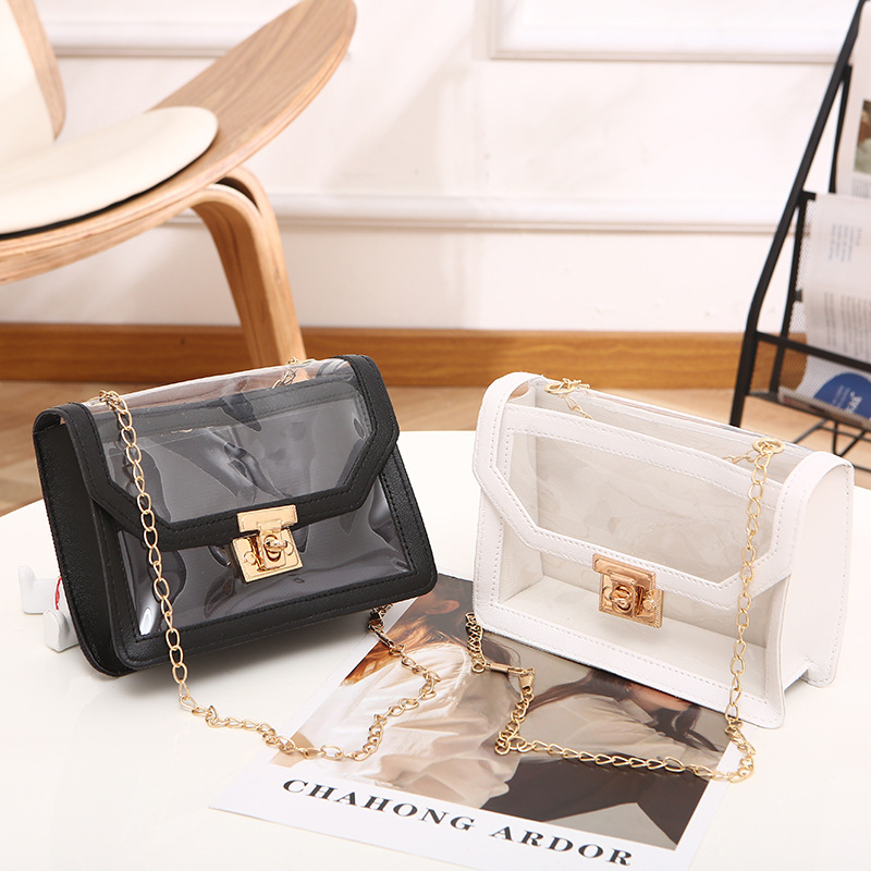 Transparent Small Square Bag 2022 Southeast Asia New PVC Crossbody Bag Diamond Chain Shoulder Bag Ladies Bag - Image 3