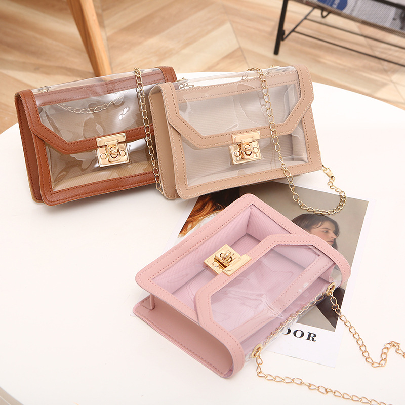 Transparent Small Square Bag 2022 Southeast Asia New PVC Crossbody Bag Diamond Chain Shoulder Bag Ladies Bag - Image 2