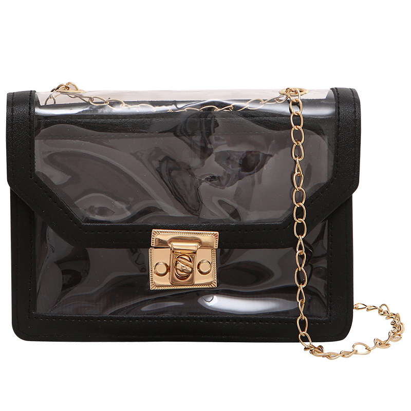 Transparent Small Square Bag 2022 Southeast Asia New PVC Crossbody Bag Diamond Chain Shoulder Bag Ladies Bag - Image 4