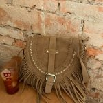 Faux Suede Fringe Saddle Crossbody Bag