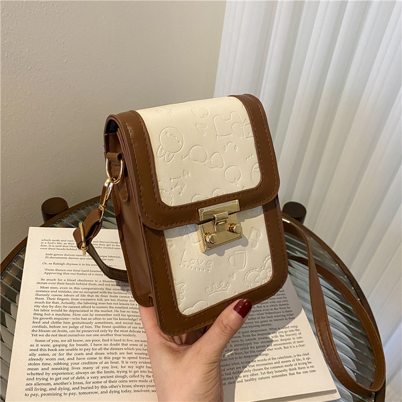 Fresh Style Cartoon Print Lock Phone Bag Mini Crossbody Square Bag