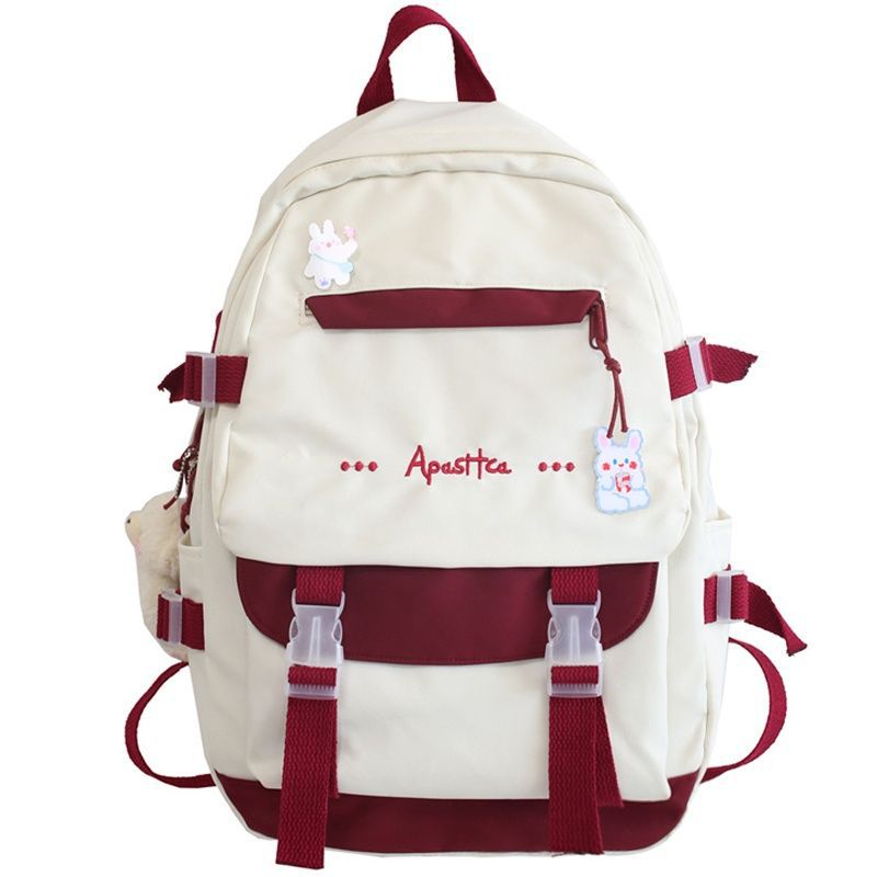 MZ Girl's Large Capacity Color Block Backpack Nylon Travel School Bag - Image 4