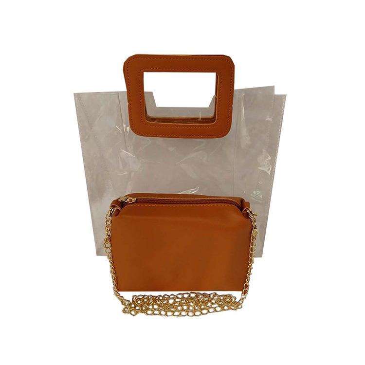 2023 Spring Summer Korean Style Ins Popular Beach Transparent Jelly Tote Bag PVC Shopping Bag for Mother and Daughter - Image 5