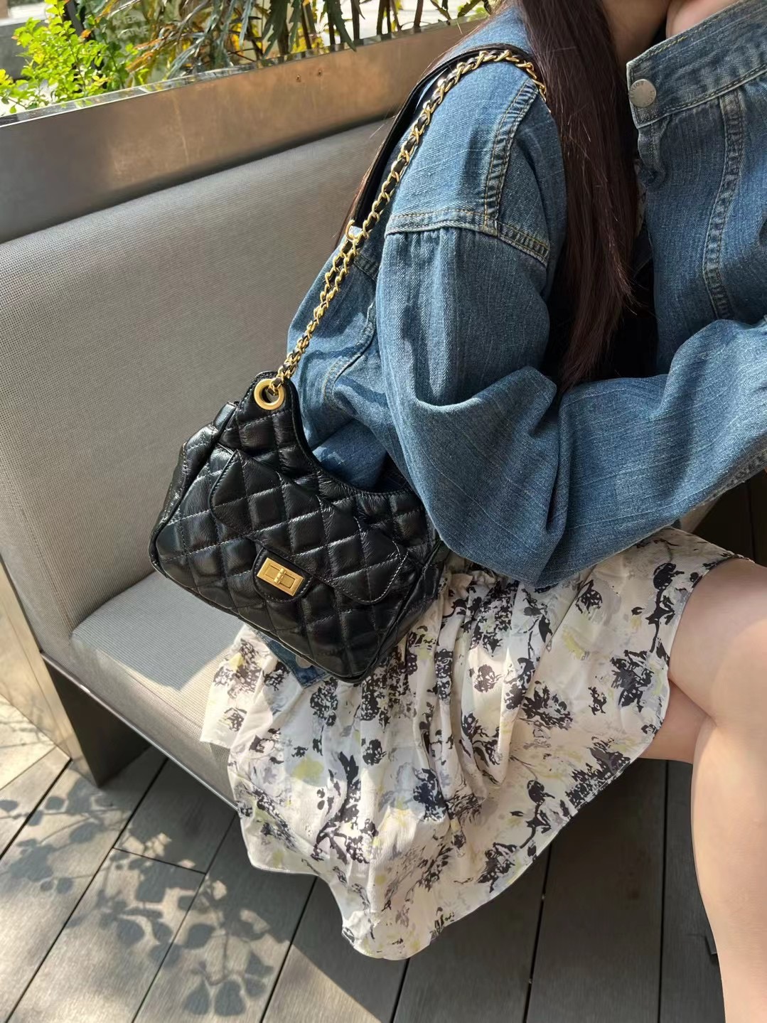 Women's Quilted Chain Shoulder Bag Small Fragrance Style Underarm Hobo Bag