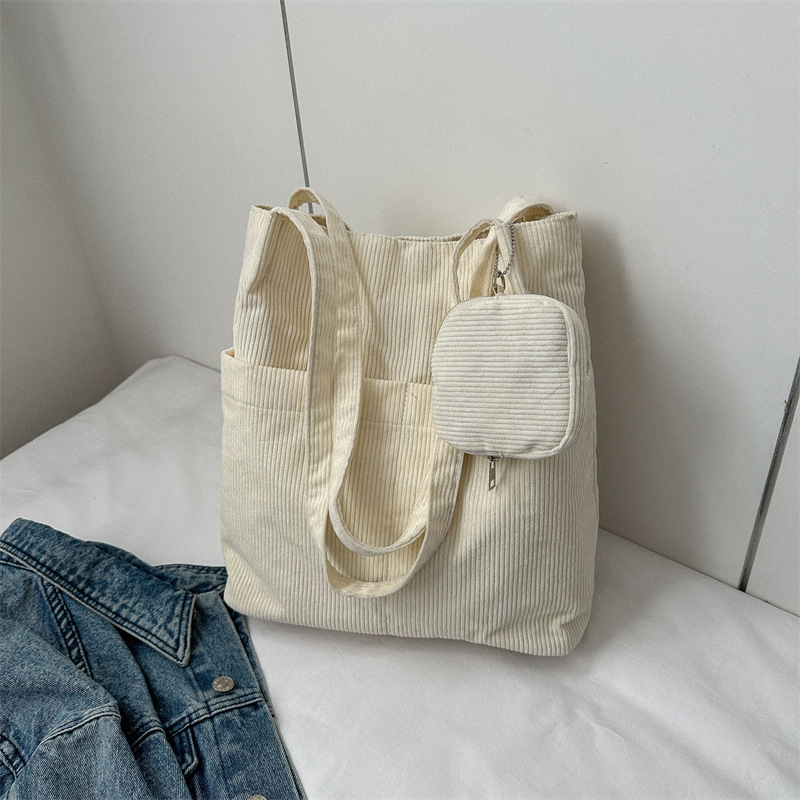 Korean Style Large Capacity Women's Tote Bag Twill Canvas Commuter Shoulder Handbag Casual Simple Lazy Shopping Bag Trendy - Image 2