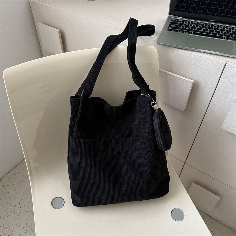 Korean Style Large Capacity Women's Tote Bag Twill Canvas Commuter Shoulder Handbag Casual Simple Lazy Shopping Bag Trendy - Image 4