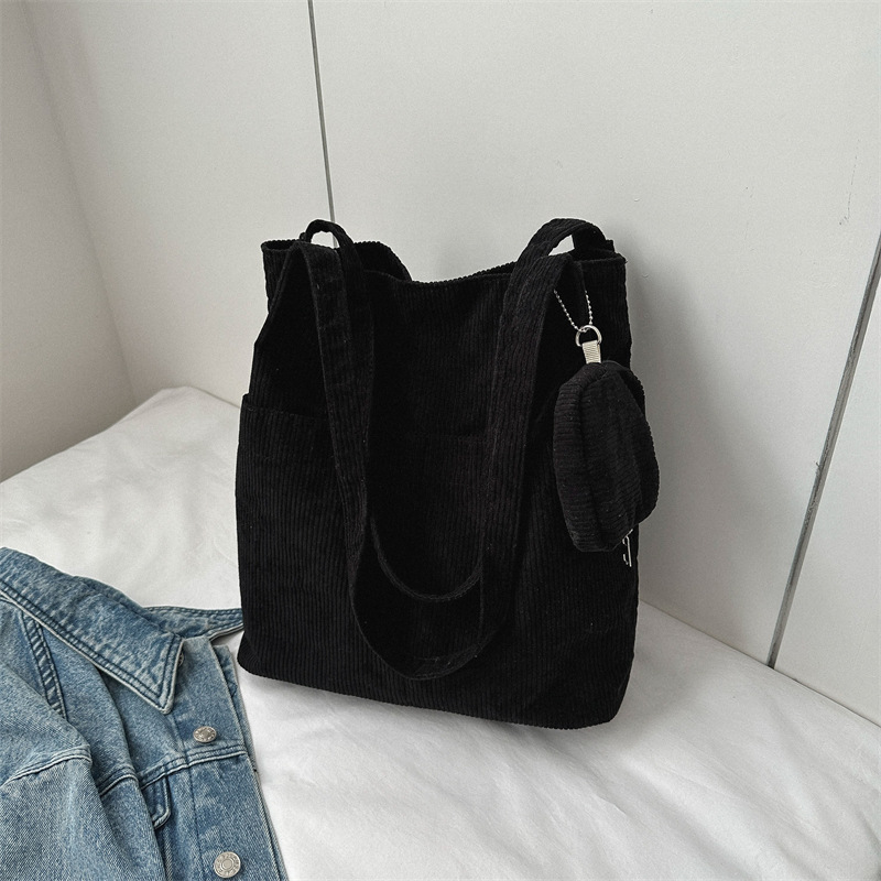 Korean Style Large Capacity Women's Tote Bag Twill Canvas Commuter Shoulder Handbag Casual Simple Lazy Shopping Bag Trendy - Image 3