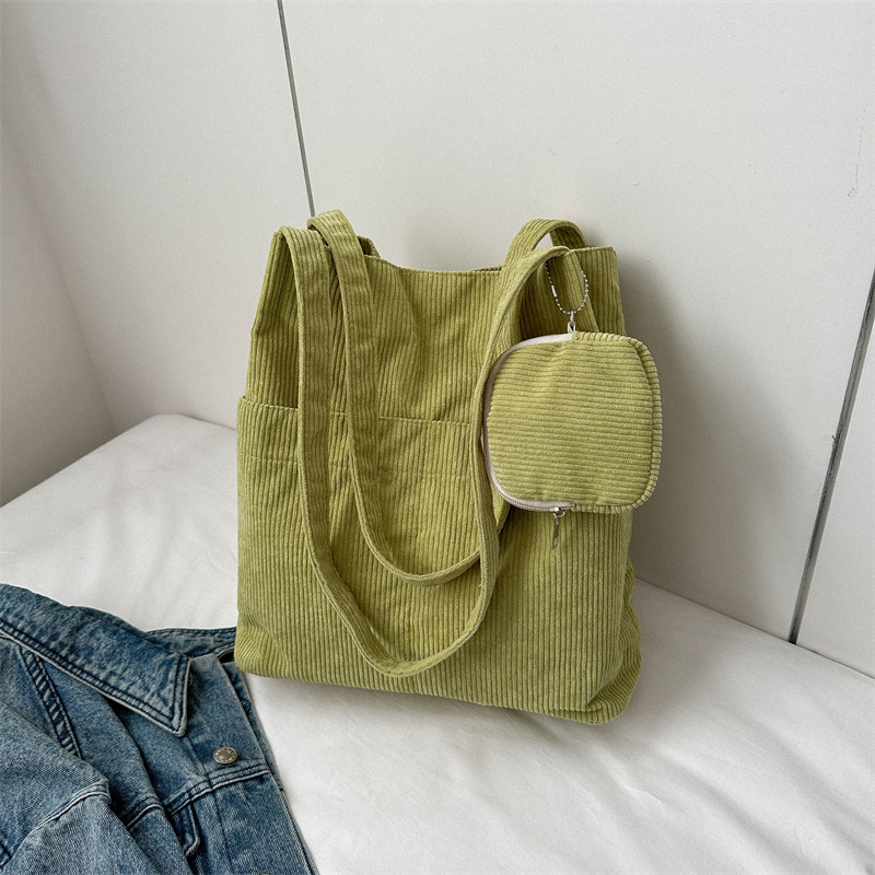 Korean Style Large Capacity Women's Tote Bag Twill Canvas Commuter Shoulder Handbag Casual Simple Lazy Shopping Bag Trendy