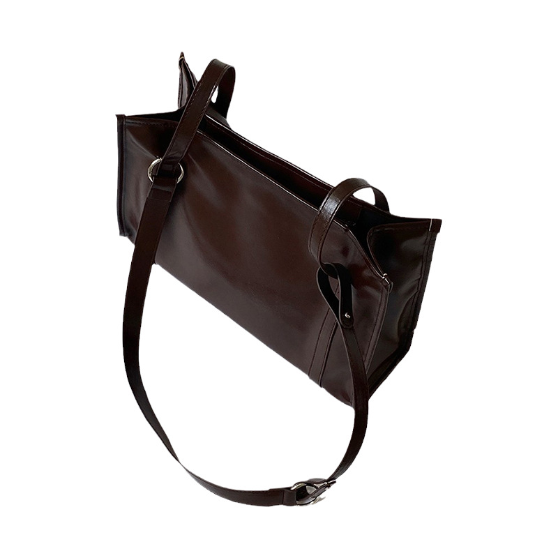 Minimalist Vintage Large Capacity Square Tote Bag for Commute and Casual Wear - Image 5