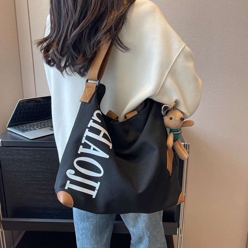 Japanese Canvas Tote Bag Women Casual Large Capacity Commuter Handbag Student Shoulder Crossbody - Image 2