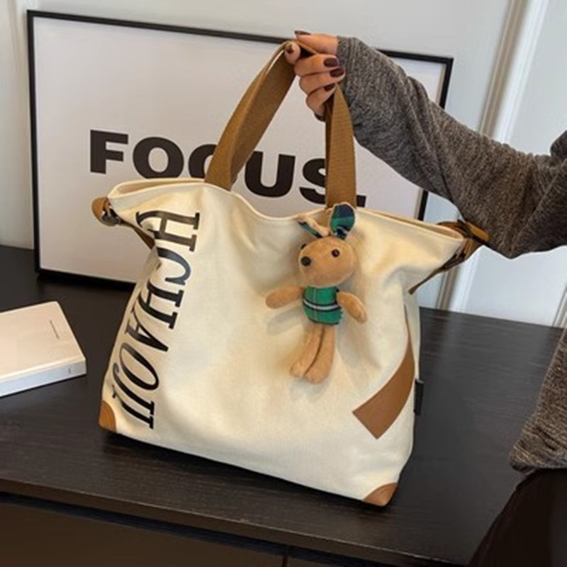 Japanese Canvas Tote Bag Women Casual Large Capacity Commuter Handbag Student Shoulder Crossbody - Image 3