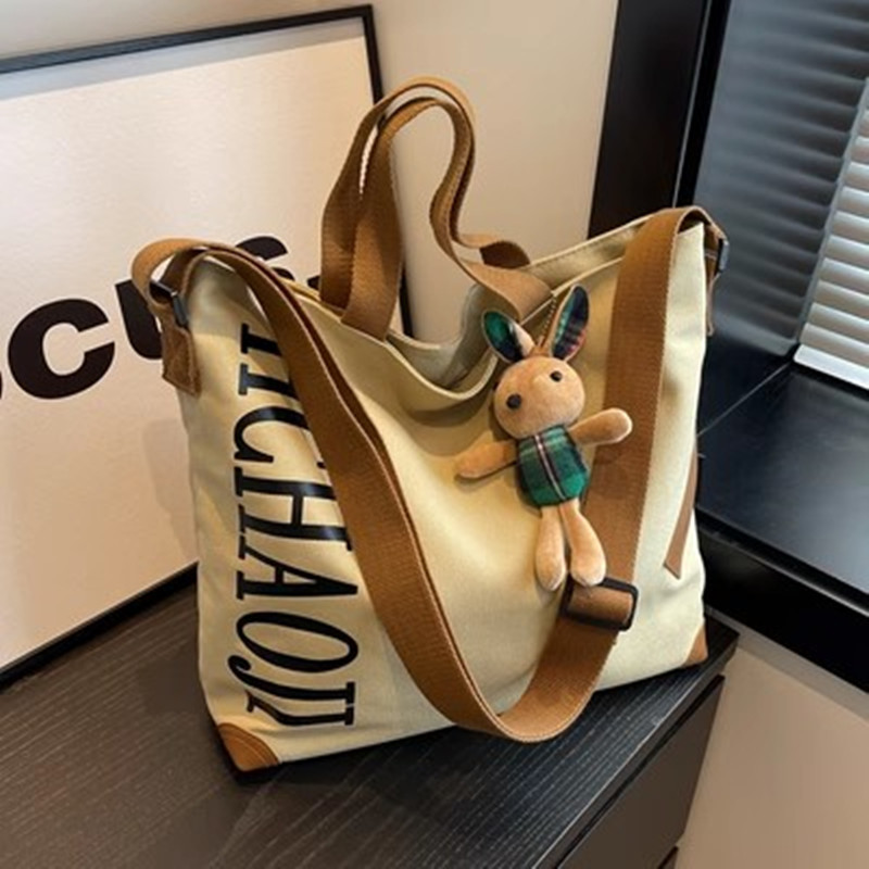 Japanese Canvas Tote Bag Women Casual Large Capacity Commuter Handbag Student Shoulder Crossbody
